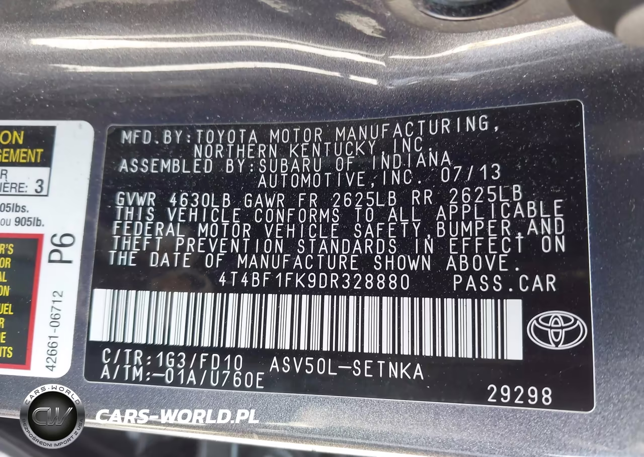2013 Toyota Camry Le VIN:4T4BF1FK9DR328880 - 9