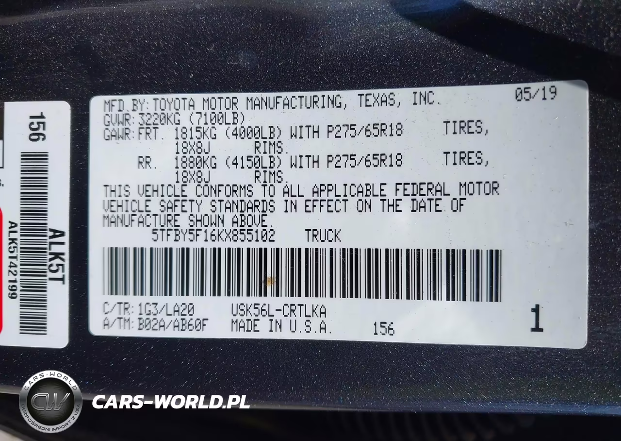 2019 Toyota Tundra Limited 5.7L V8 VIN:5TFBY5F16KX855102 - 9