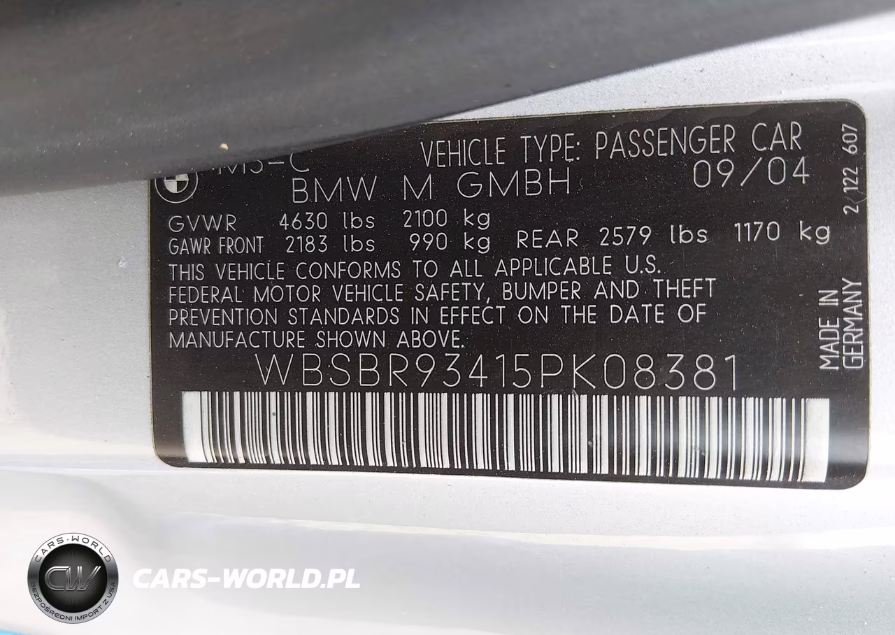 2005 BMW M3 VIN:WBSBR93415PK08381 - 9