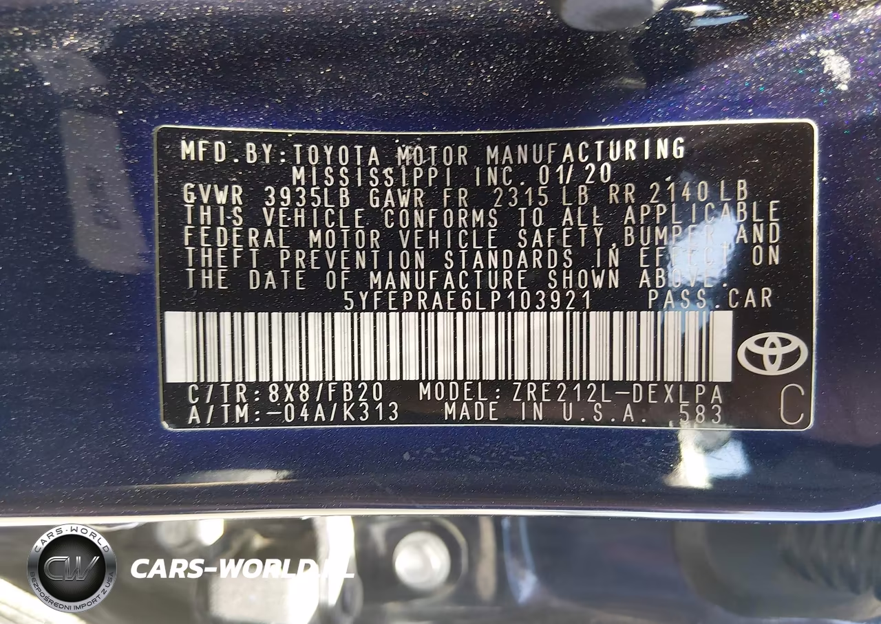 2020 Toyota Corolla Le VIN:5YFEPRAE6LP103921 - 9