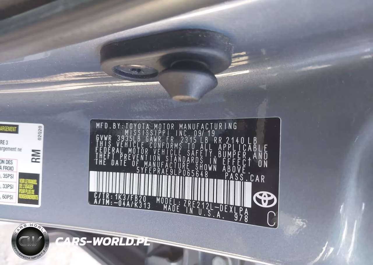 2020 Toyota Corolla Le VIN:5YFEPRAE9LP065648 - 9