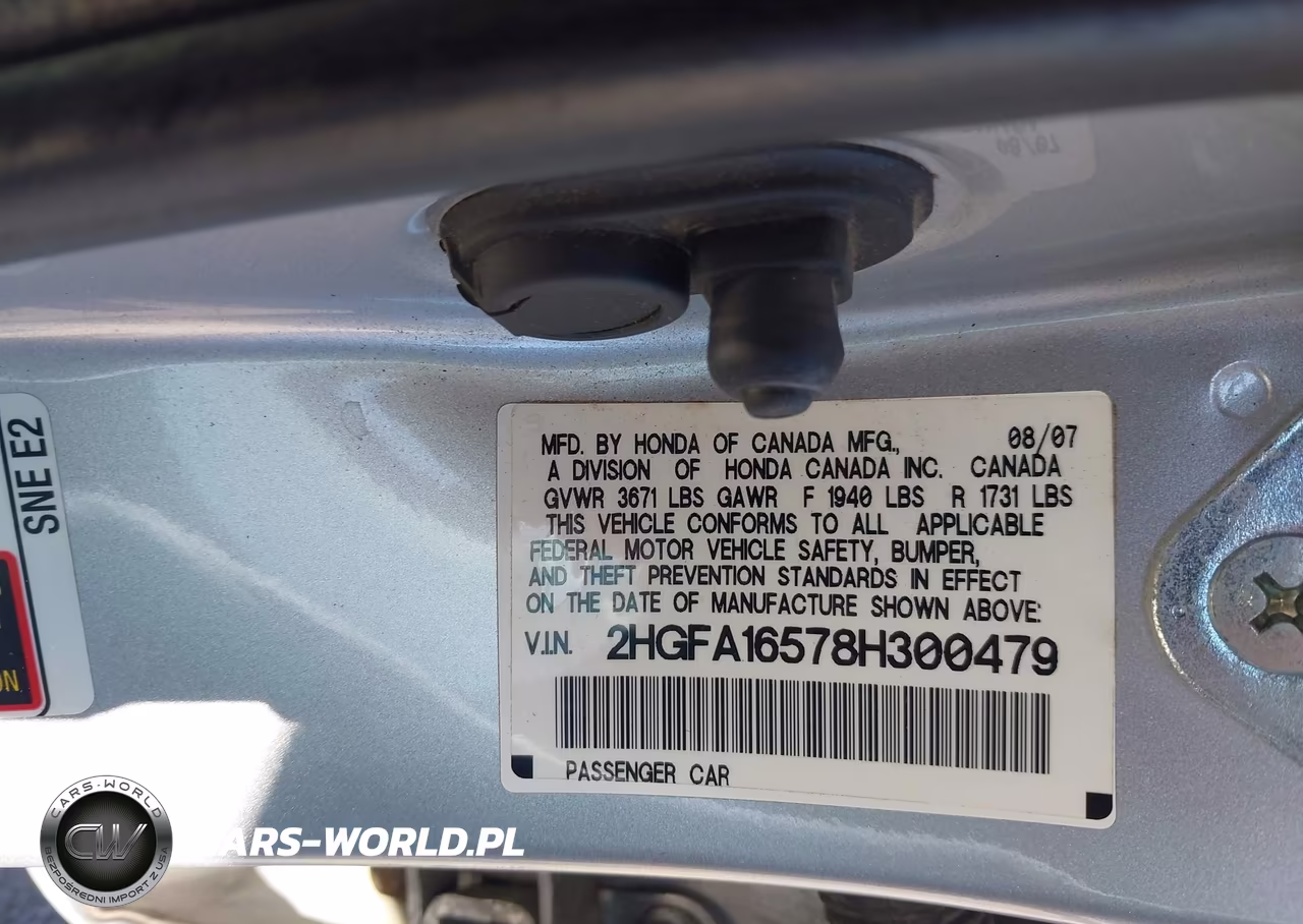 2008 Honda Civic Lx VIN:2HGFA16578H300479 - 9