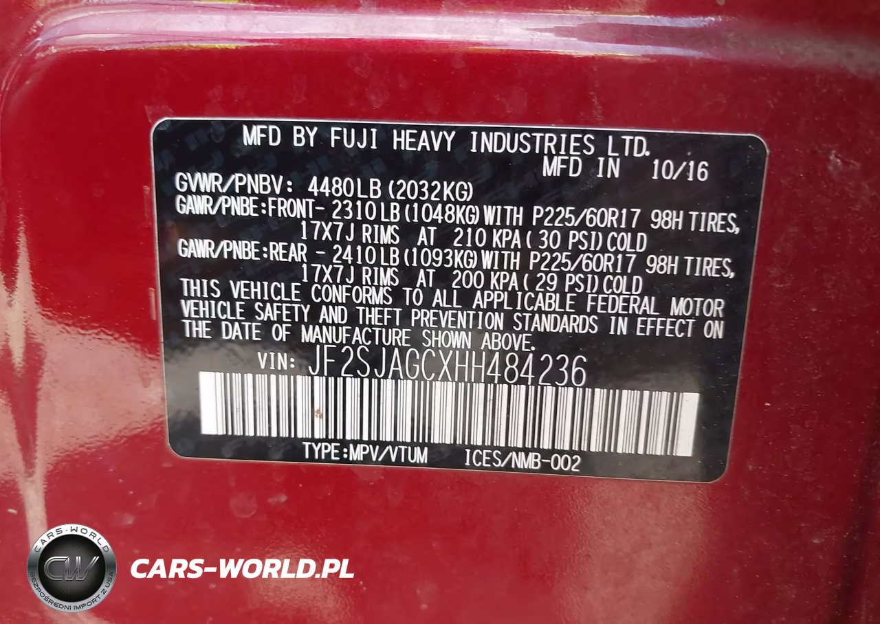 2017 Subaru Forester 2.5I Premium VIN:JF2SJAGCXHH484236 - 9