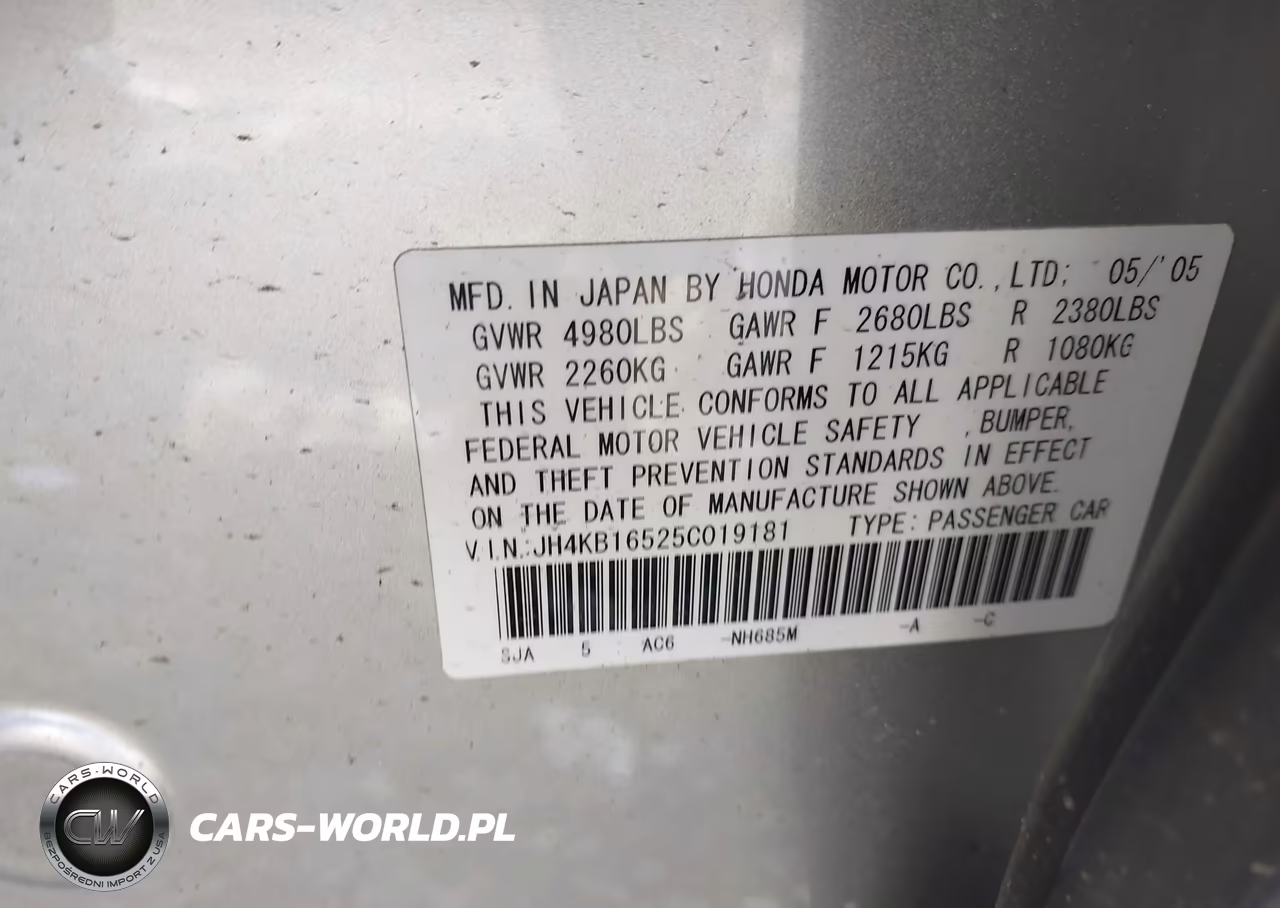 2005 Acura Rl 3.5 VIN:JH4KB16525C019181 - 9