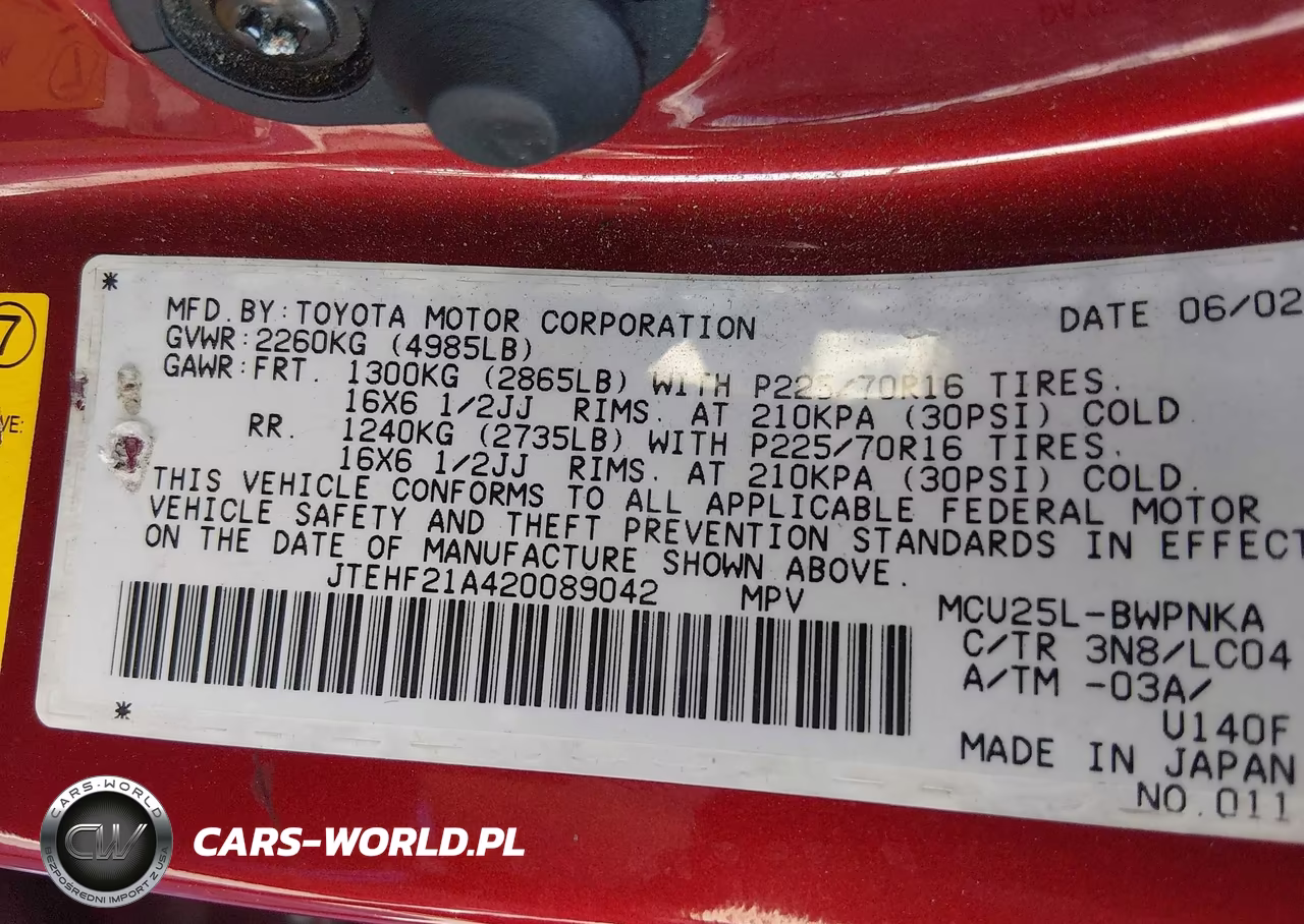 2002 Toyota Highlander Limited V6 VIN:JTEHF21A420089042 - 9