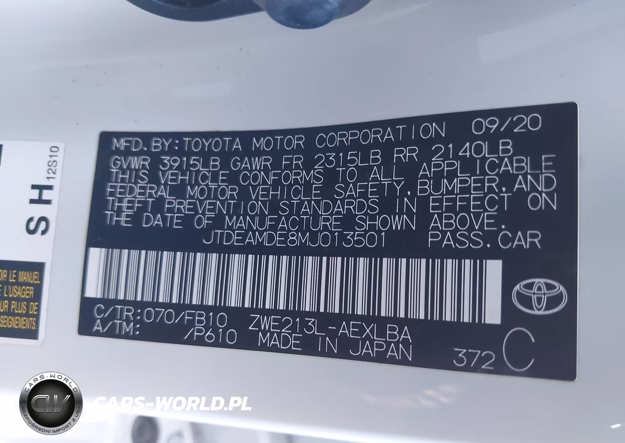 2021 Toyota Corolla Hybrid Le VIN:JTDEAMDE8MJ013501 - 9