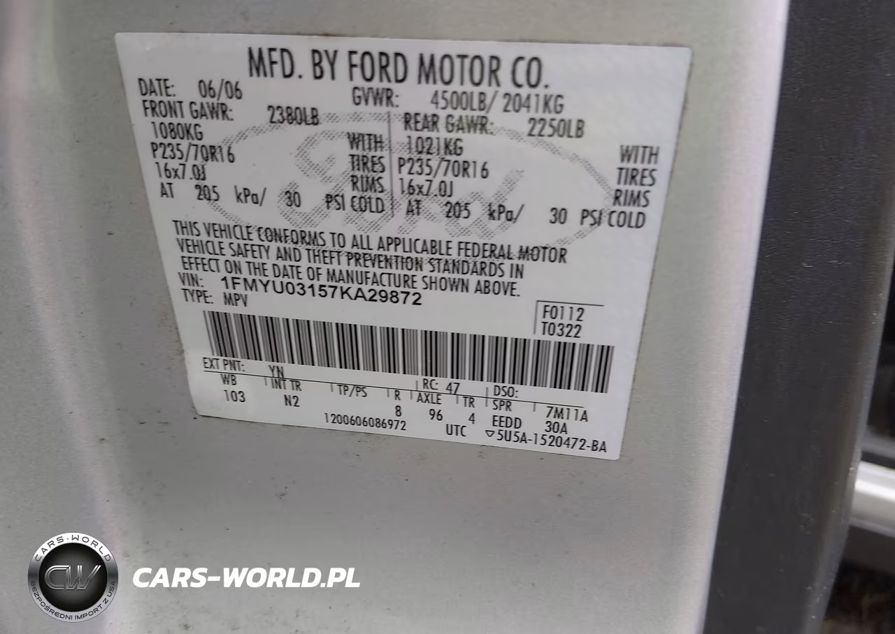 2007 Ford Escape Xlt-Xlt Sport VIN:1FMYU03157KA29872 - 9