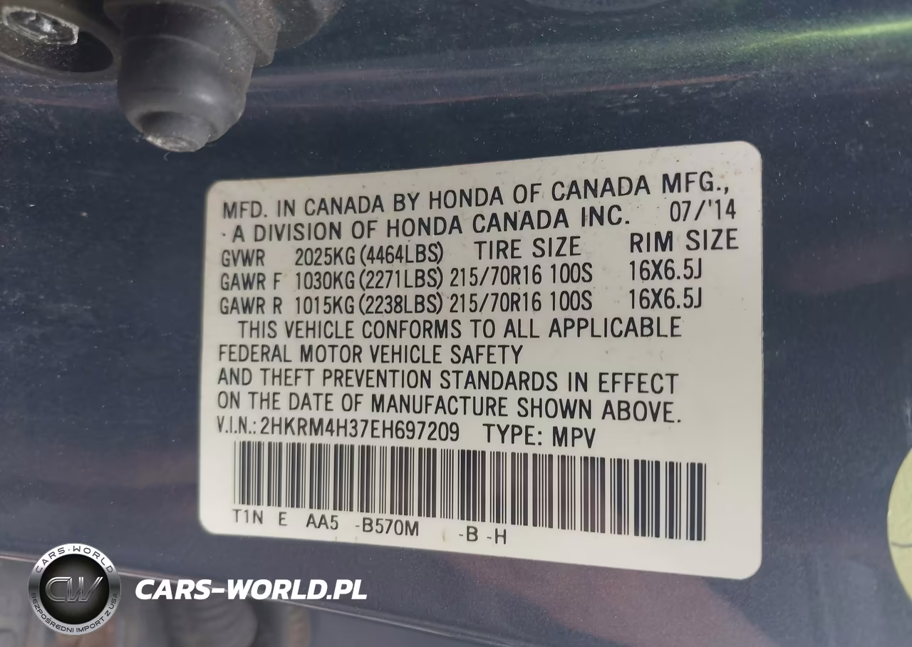 2014 Honda Cr-V Lx VIN:2HKRM4H37EH697209 - 9