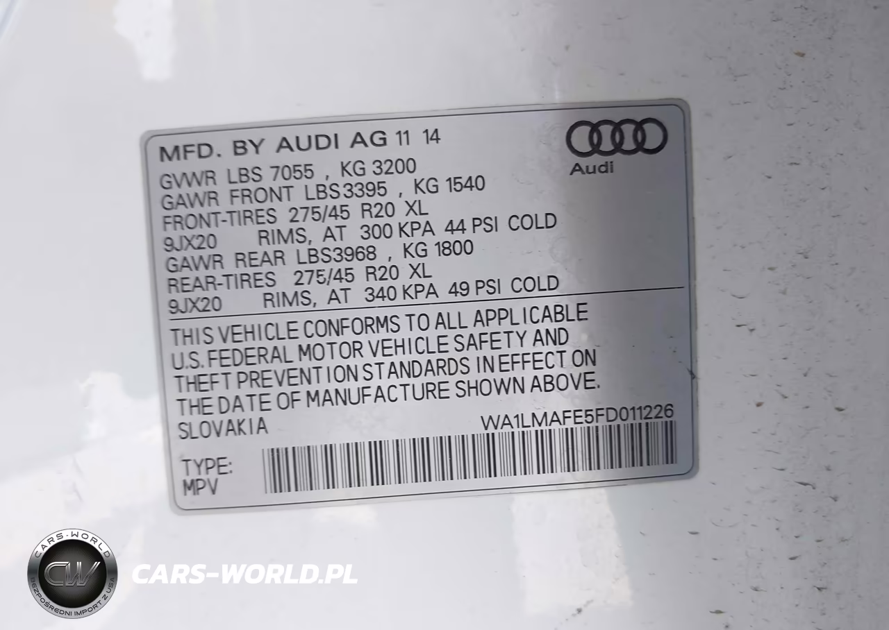 2015 Audi Q7 3.0 Tdi Premium VIN:WA1LMAFE5FD011226 - 9
