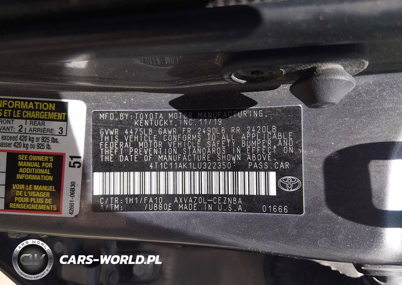 2020 Toyota Camry Le VIN:4T1C11AK1LU322350 - 9