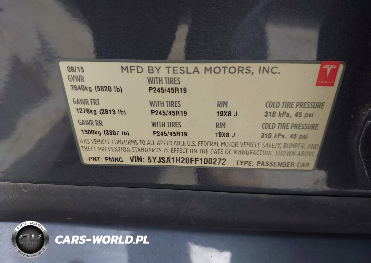 2015 Tesla Model S 70D-85D-P85D VIN:5YJSA1H20FF100272 - 9