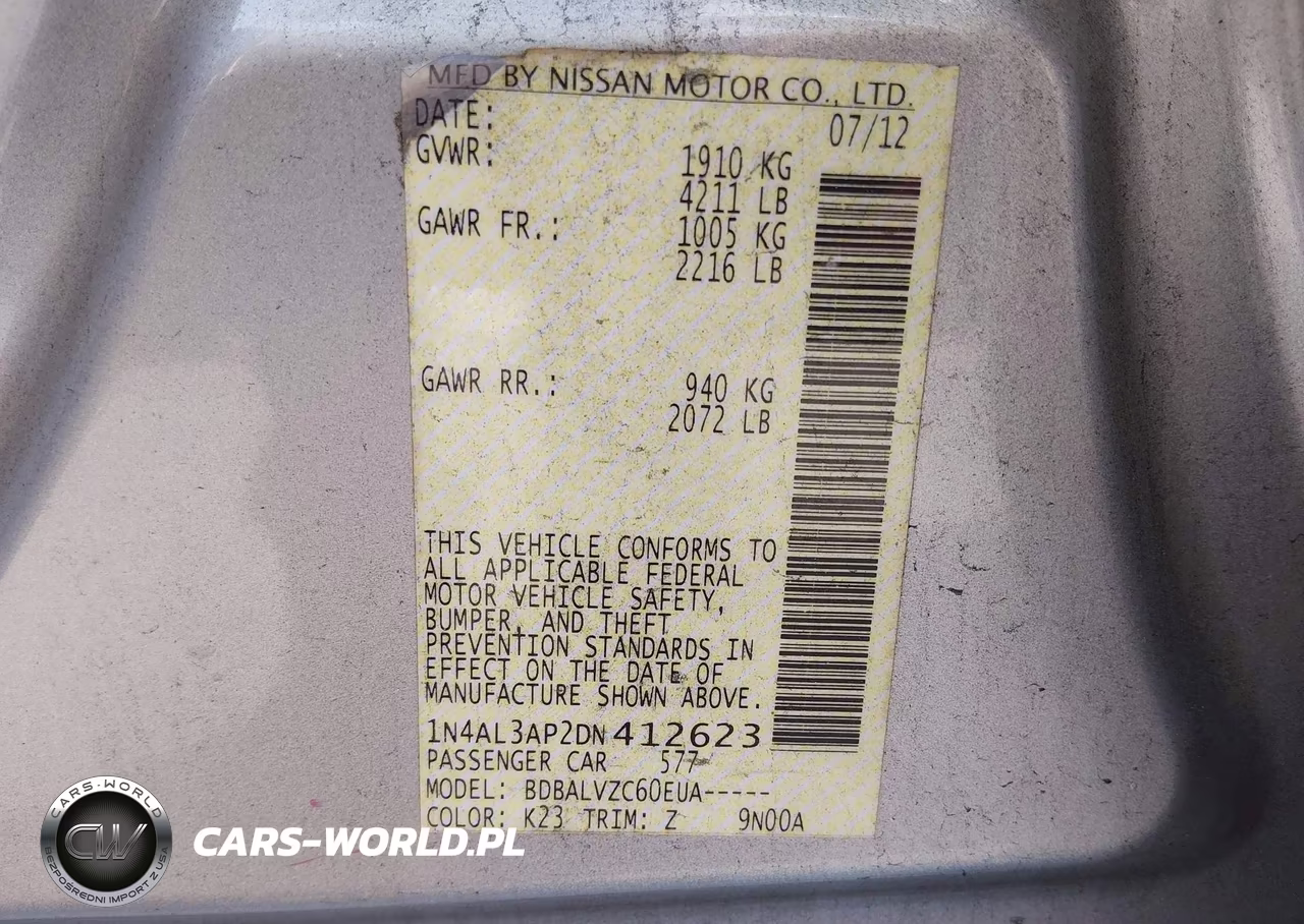 2013 Nissan Altima 2.5 Sl VIN:1N4AL3AP2DN412623 - 9