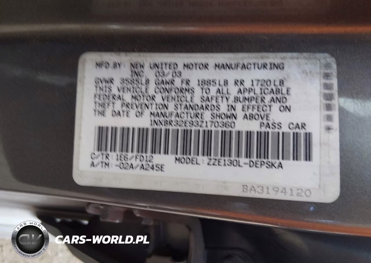 2003 Toyota Corolla S VIN:1NXBR32E93Z170360 - 9