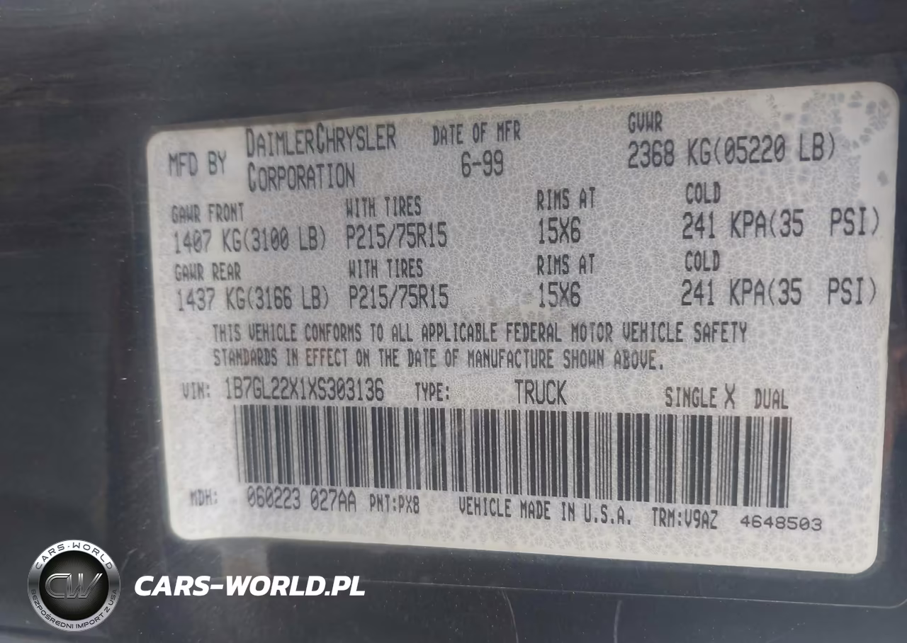 1999 Dodge Dakota Slt-Sport VIN:1B7GL22X1XS303136 - 9