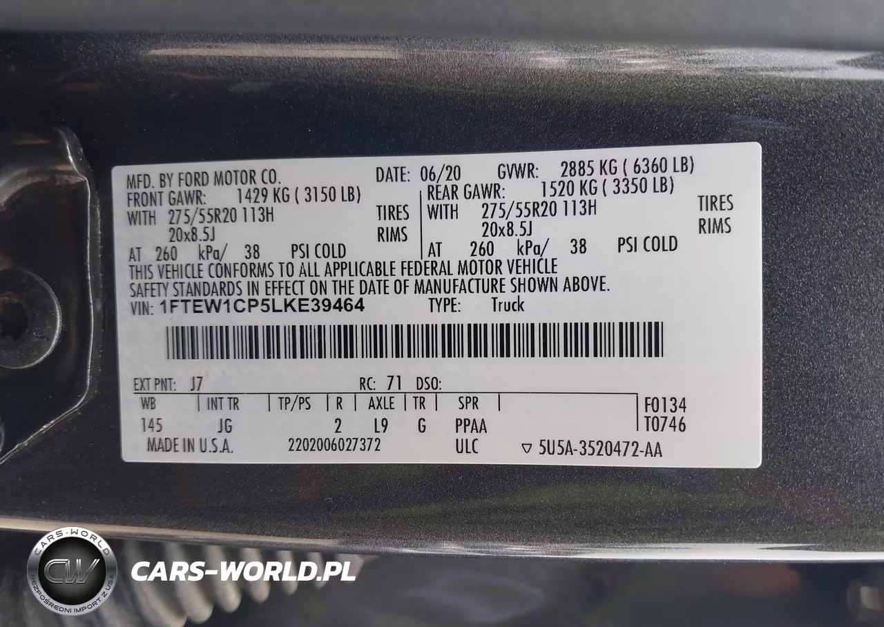 2020 Ford F-150 Xl VIN:1FTEW1CP5LKE39464 - 9