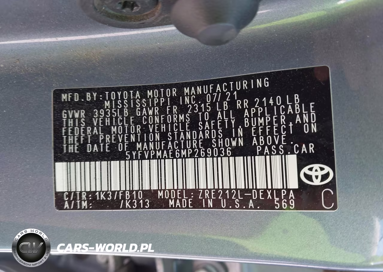2021 Toyota Corolla Le VIN:5YFVPMAE6MP269036 - 9