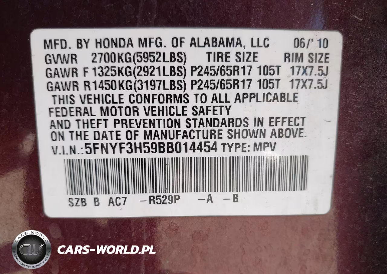 2011 Honda Pilot Ex-L VIN:5FNYF3H59BB014454 - 9