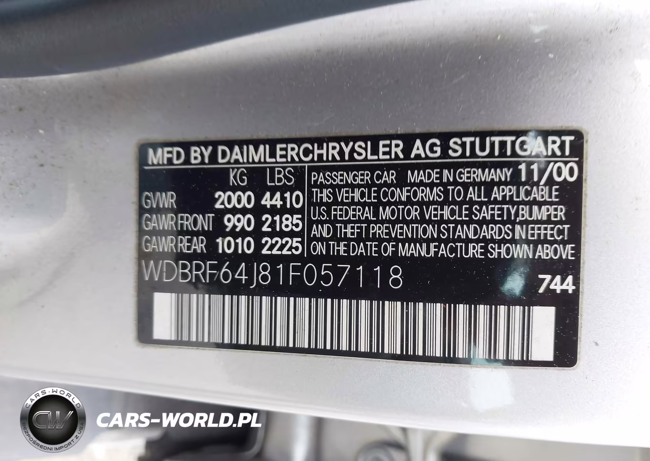 2001 Mercedes-Benz C 320 VIN:WDBRF64J81F057118 - 9