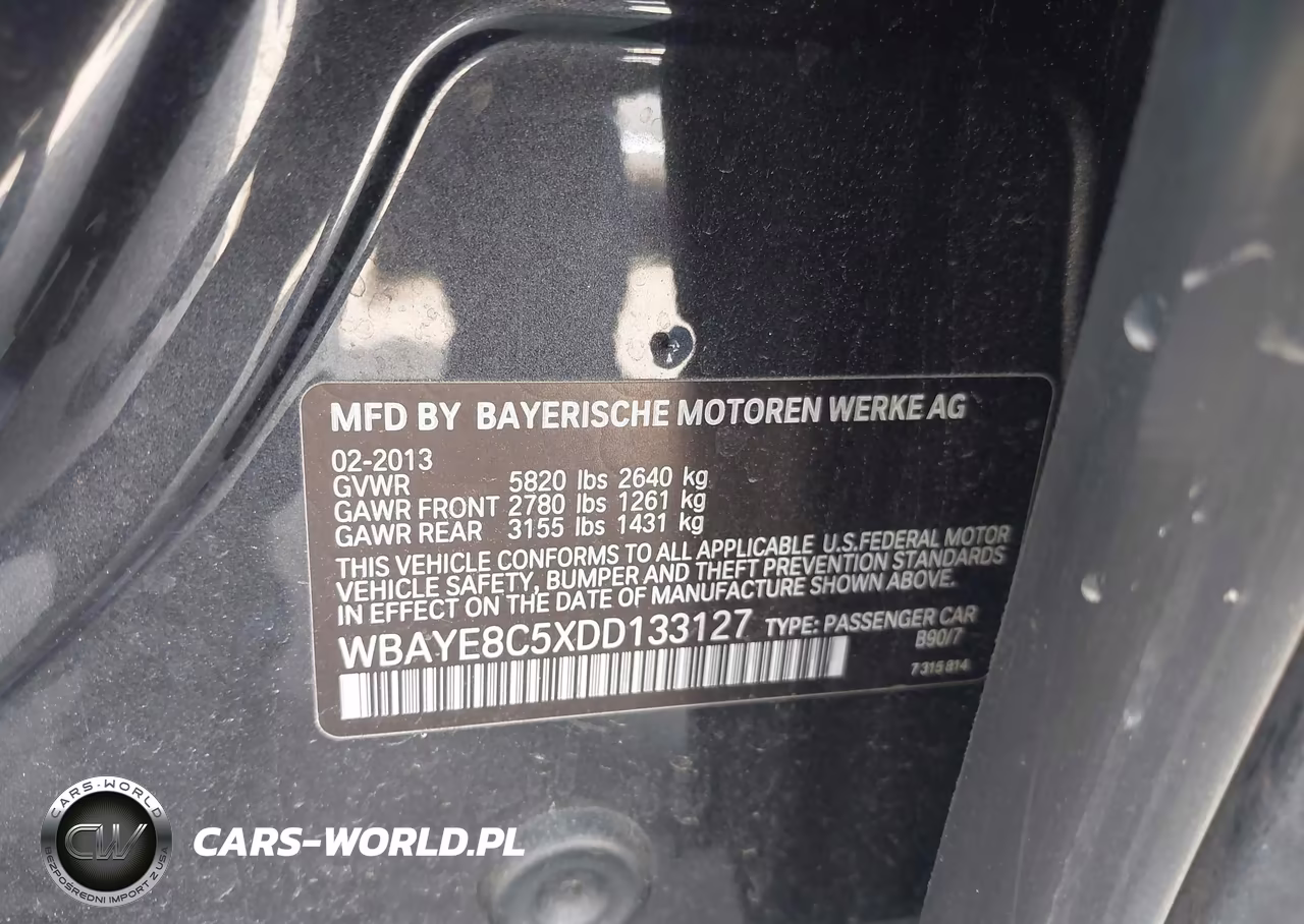2013 BMW 750Li VIN:WBAYE8C5XDD133127 - 9