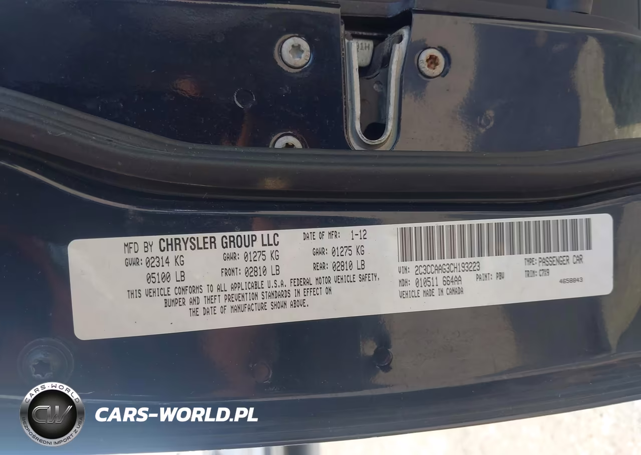 2012 Chrysler 300 VIN:2C3CCAAG3CH193223 - 9