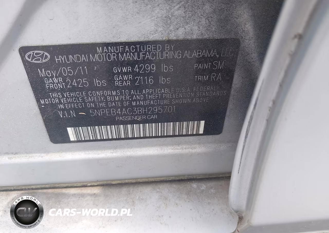 2011 Hyundai Sonata Gls VIN:5NPEB4AC3BH295701 - 9