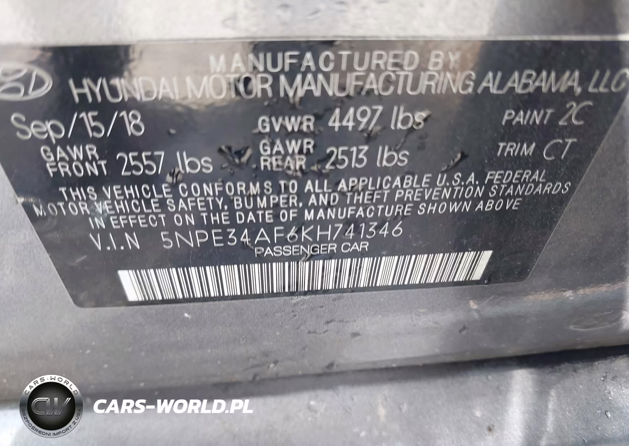 2019 Hyundai Sonata Sel VIN:5NPE34AF6KH741346 - 9