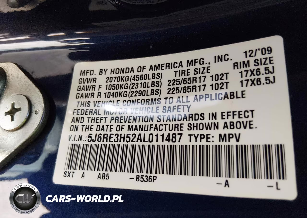 2010 Honda Cr-V Ex VIN:5J6RE3H52AL011487 - 9
