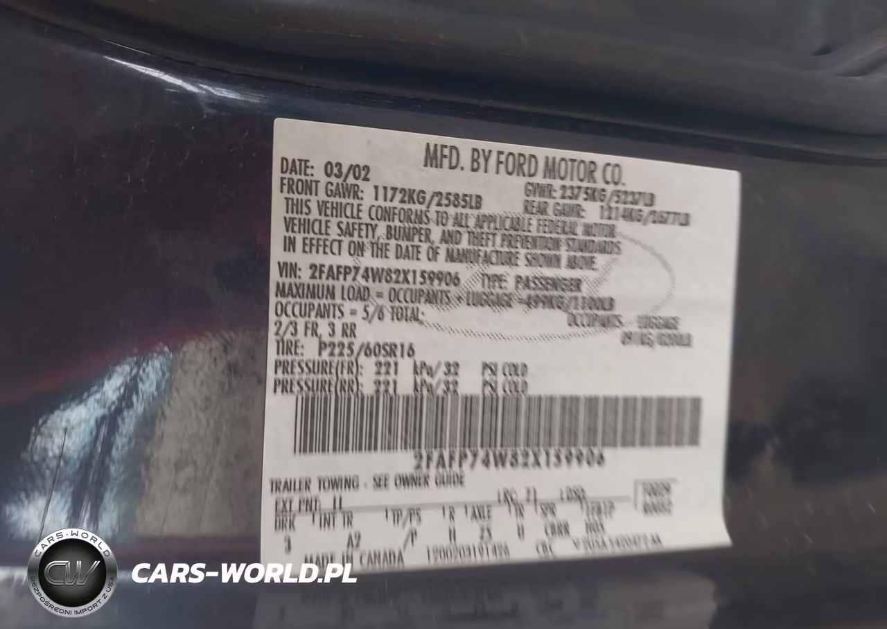 2002 Ford Crown Victoria Lx VIN:2FAFP74W82X159906 - 9