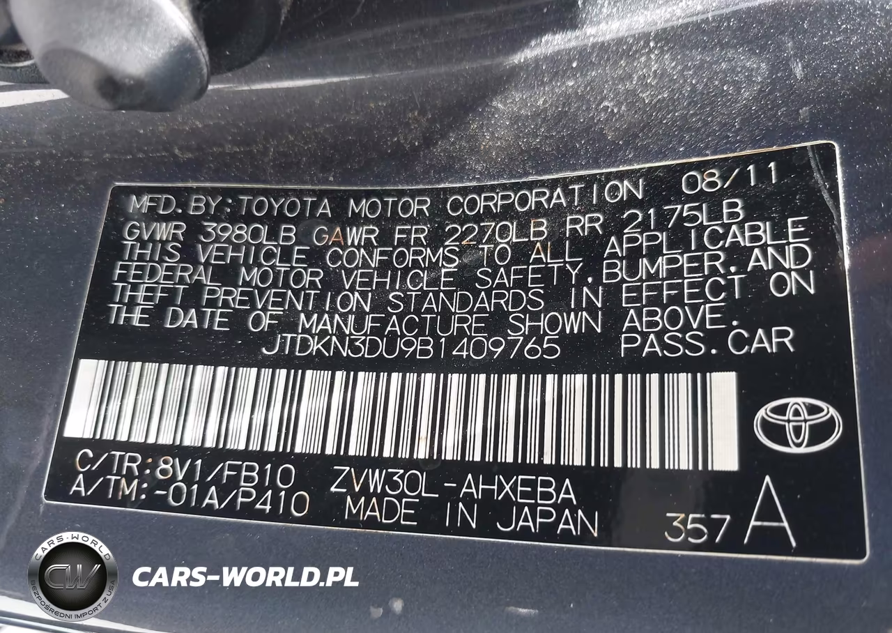 2011 Toyota Prius Two VIN:JTDKN3DU9B1409765 - 9