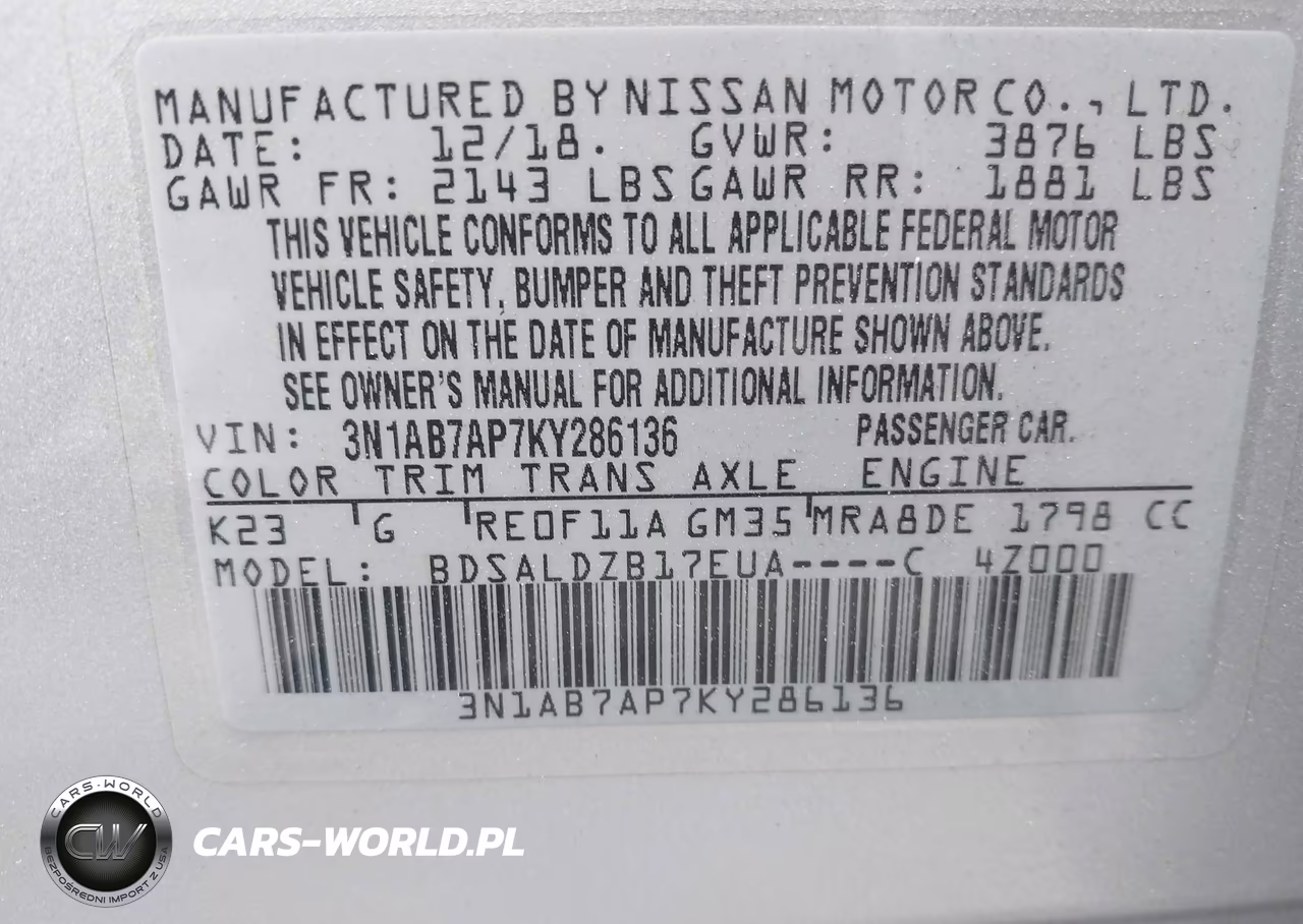 2019 Nissan Sentra Sv VIN:3N1AB7AP7KY286136 - 9