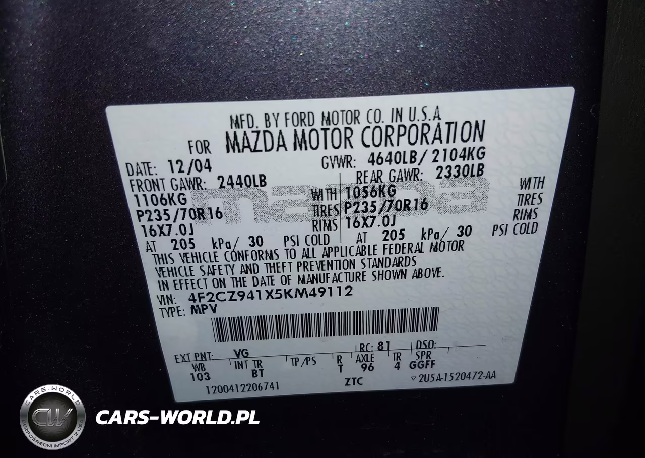 2005 Mazda Tribute S VIN:4F2CZ941X5KM49112 - 9