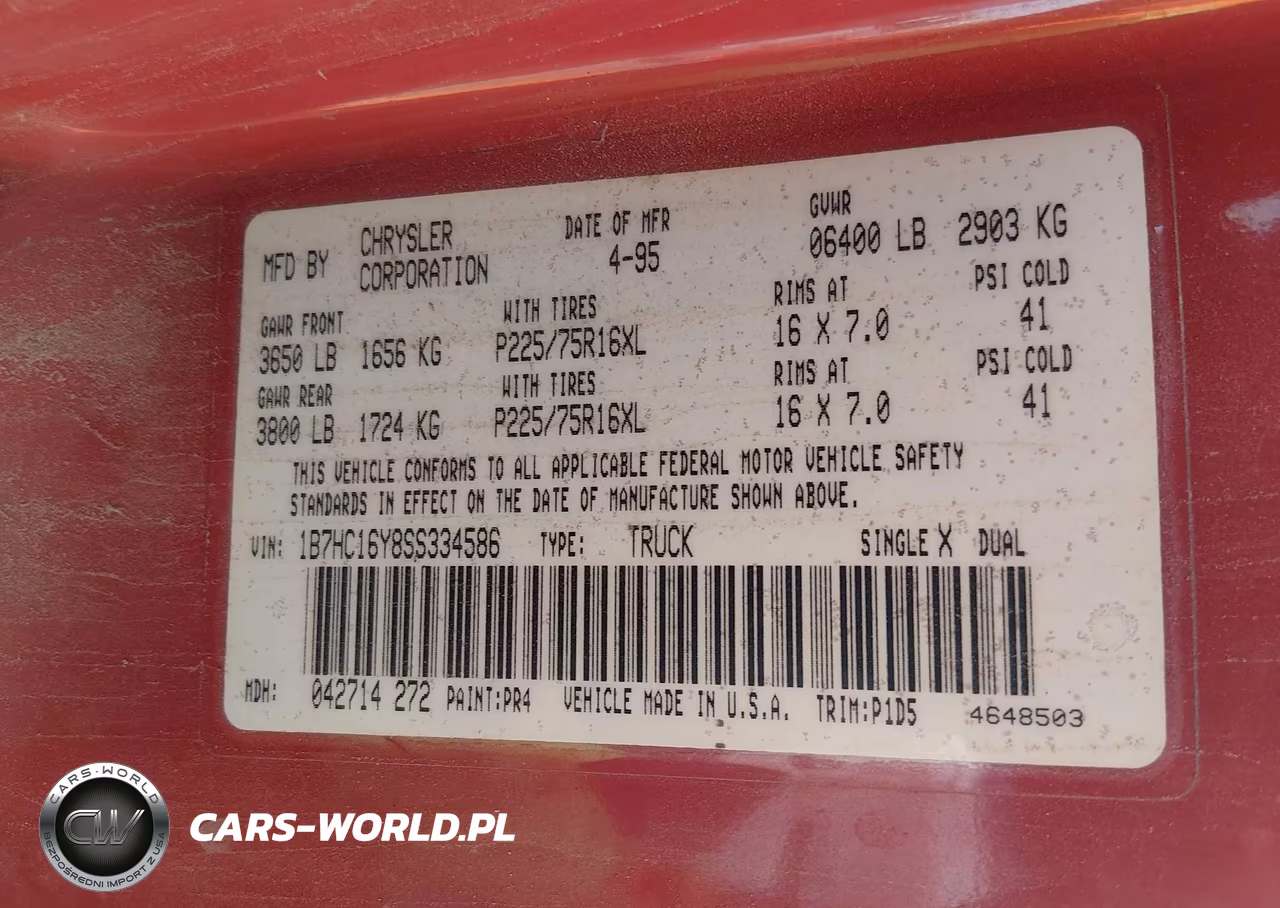 1995 Dodge Ram 1500 VIN:1B7HC16Y8SS334586 - 9