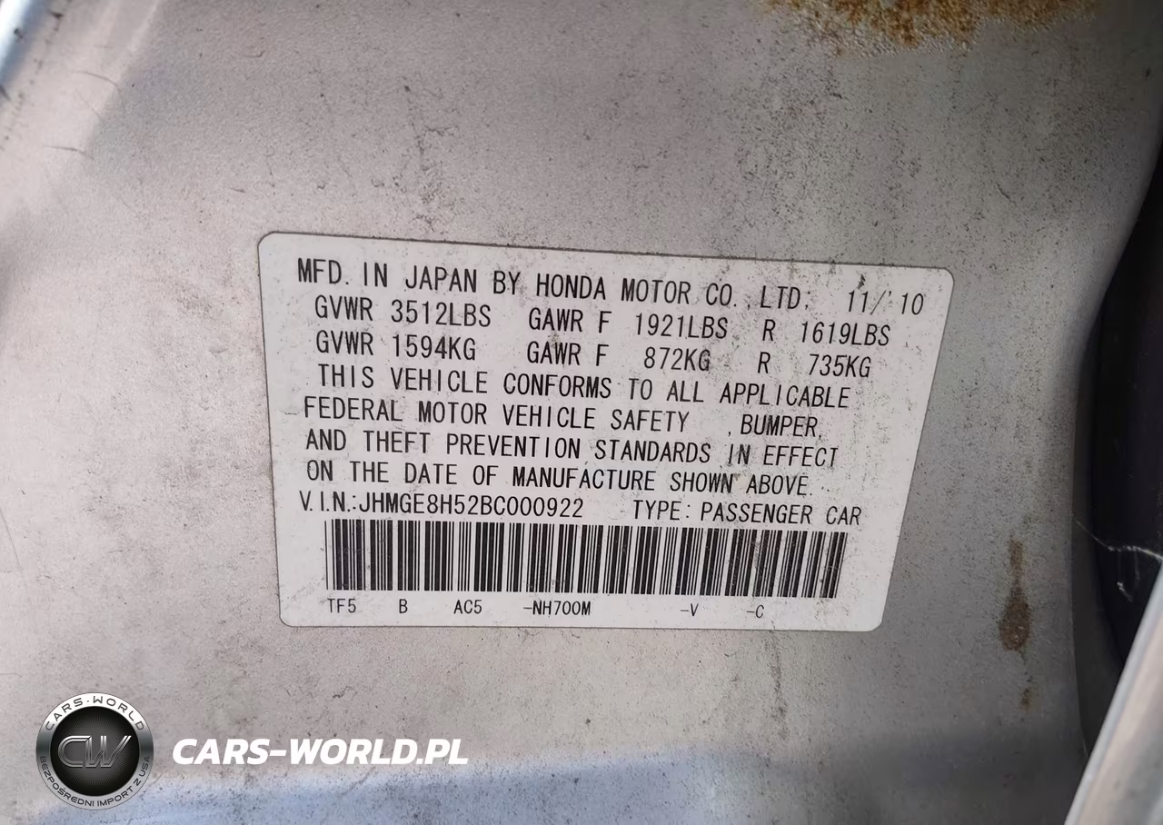 2011 Honda Fit Sport VIN:JHMGE8H52BC000922 - 9