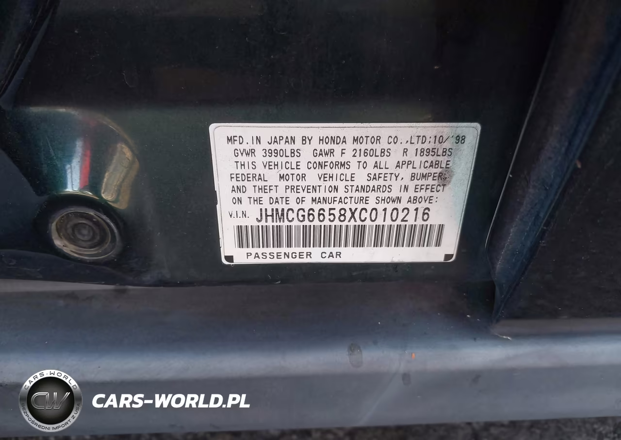 1999 Honda Accord Lx VIN:JHMCG6658XC010216 - 9