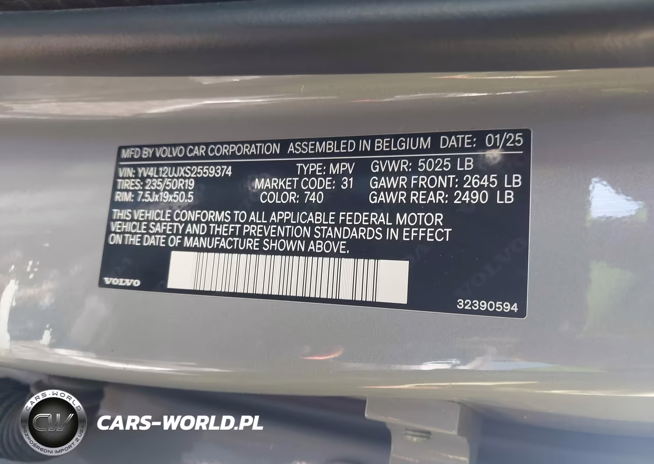 2025 Volvo Xc40 B5 Core Bright Theme VIN:YV4L12UJXS2559374 - 9