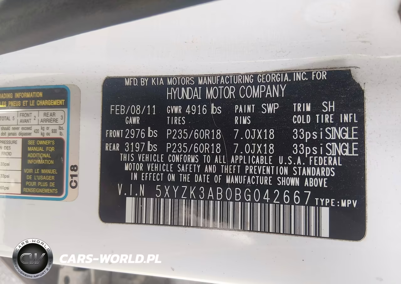 2011 Hyundai Santa Fe Limited VIN:5XYZK3AB0BG042667 - 9