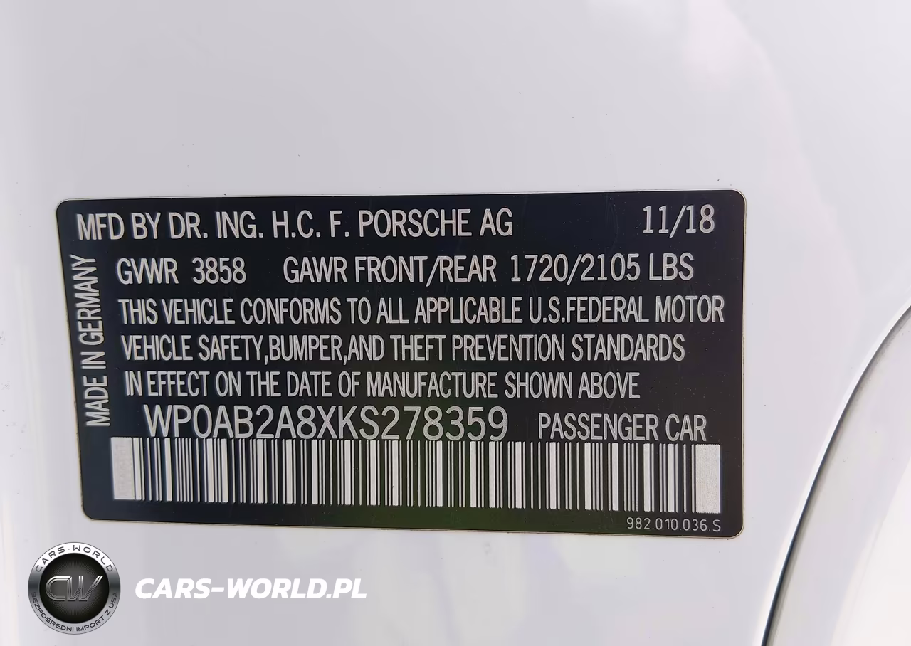2019 Porsche 718 Cayman Gts VIN:WP0AB2A8XKS278359 - 9