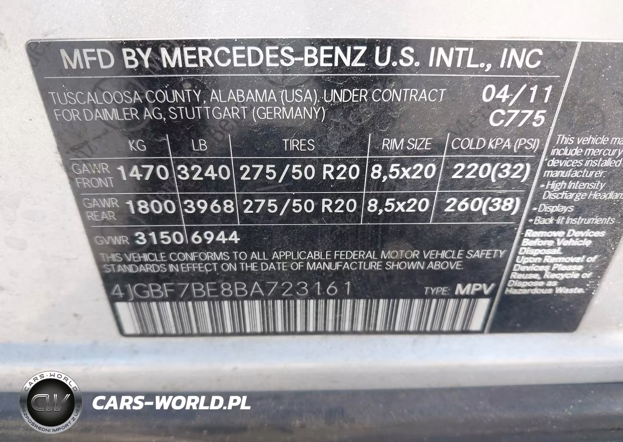2011 Mercedes-Benz Gl 450 4Matic VIN:4JGBF7BE8BA723161 - 9