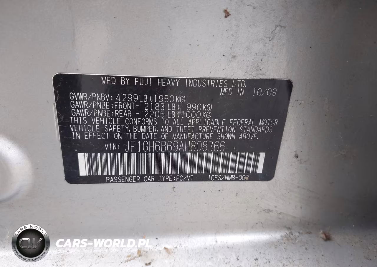 2010 Subaru Impreza 2.5I Premium VIN:JF1GH6B69AH808366 - 9