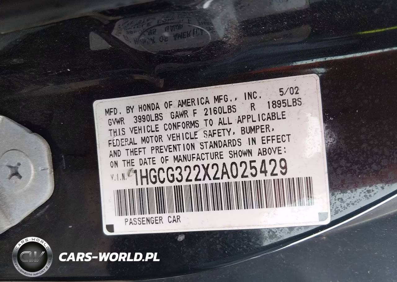 2002 Honda Accord 2.3 Se VIN:1HGCG322X2A025429 - 9