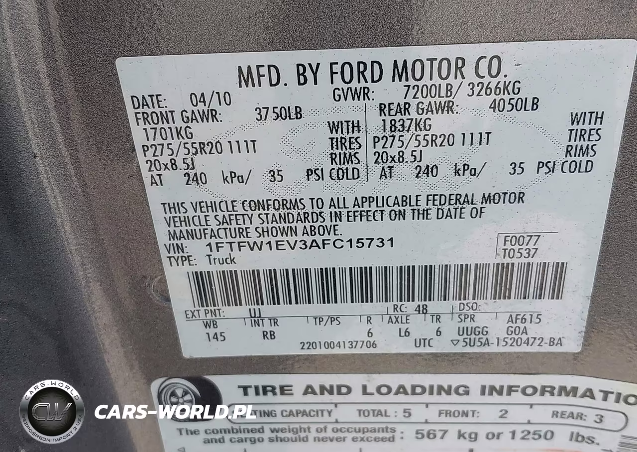 2010 Ford F150 Supercrew VIN:1FTFW1EV3AFC15731 - 9