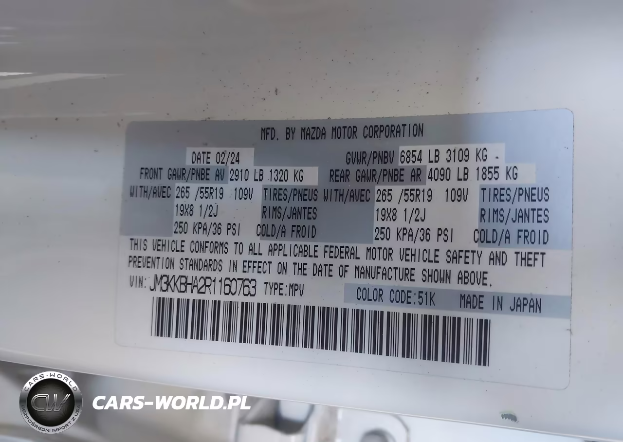 2024 Mazda Cx-90 Phev Preferred VIN:JM3KKBHA2R1160763 - 9