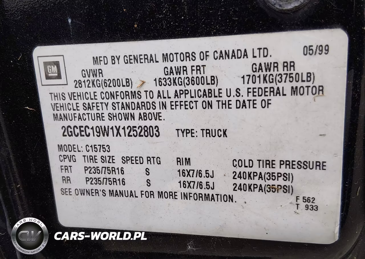 1999 Chevrolet Silverado 1500 VIN:2GCEC19W1X1252803 - 9