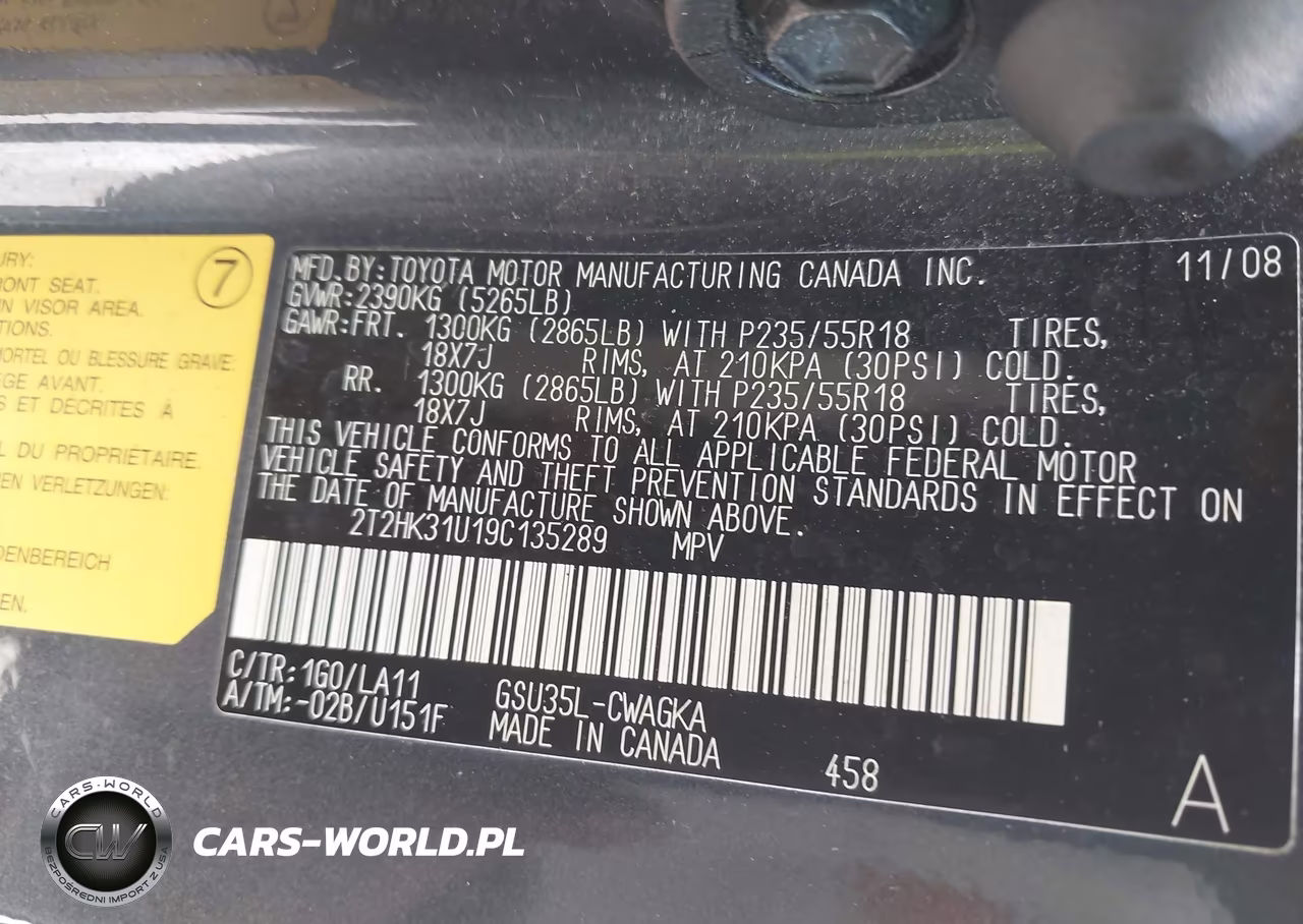 2009 Lexus Rx 350 VIN:2T2HK31U19C135289 - 9