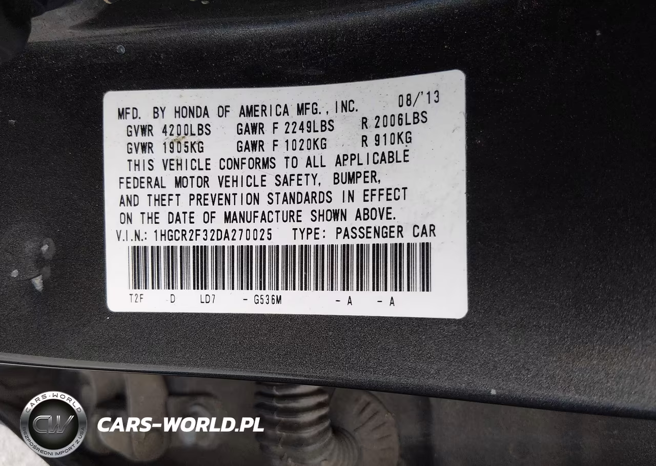 2013 Honda Accord Lx VIN:1HGCR2F32DA270025 - 9