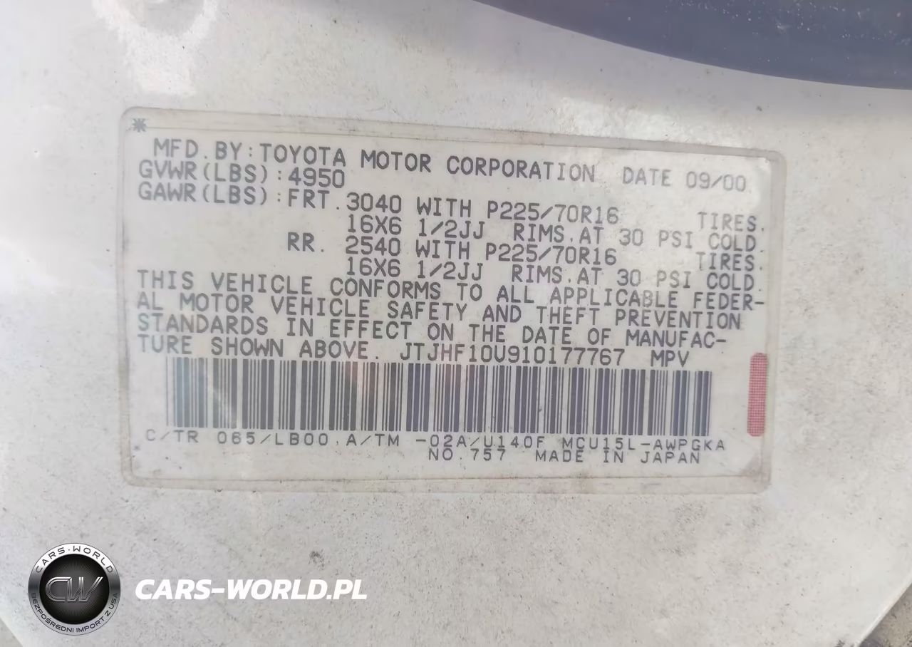 2001 Lexus Rx 300 VIN:JTJHF10U910177767 - 9