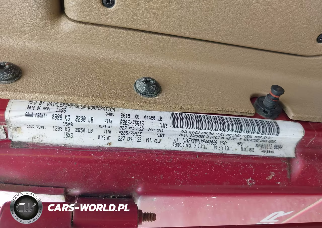 1999 Jeep Wrangler Se VIN:1J4FY29P1XP447026 - 9