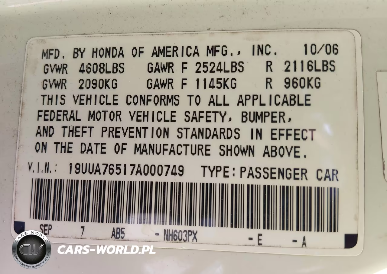 2007 Acura Tl Type S VIN:19UUA76517A000749 - 9