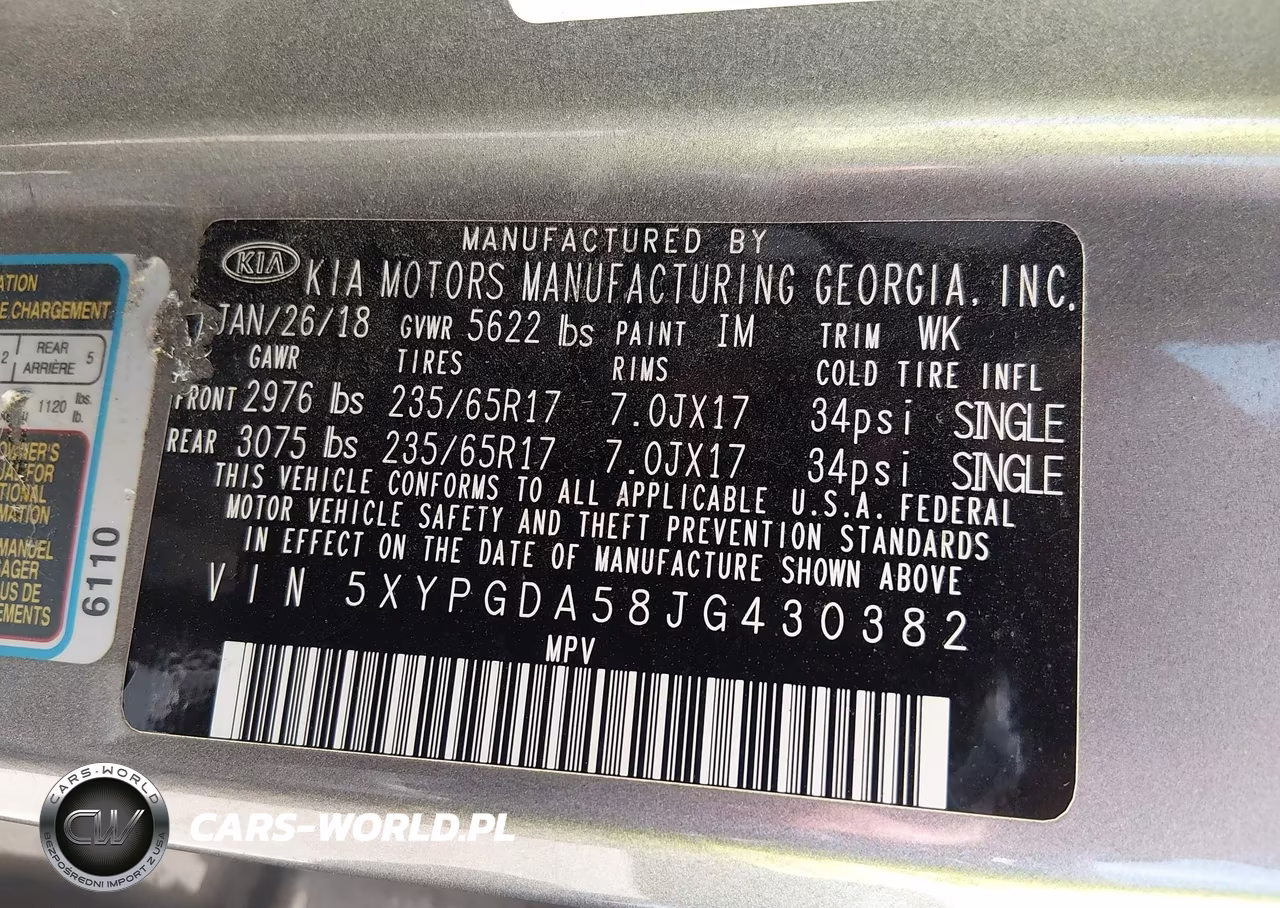 2018 Kia Sorento 3.3L Lx VIN:5XYPGDA58JG430382 - 9