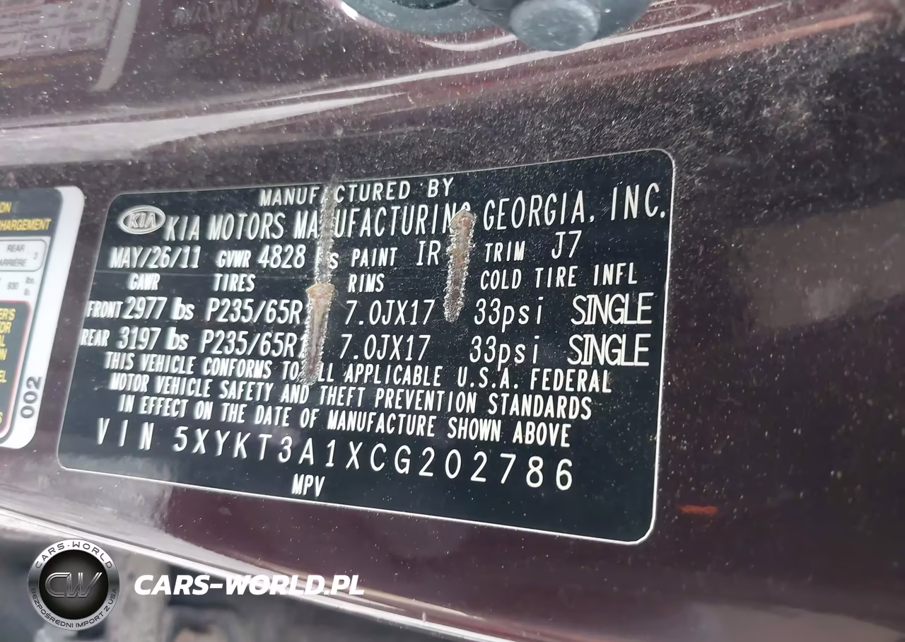 2012 Kia Sorento Lx VIN:5XYKT3A1XCG202786 - 9